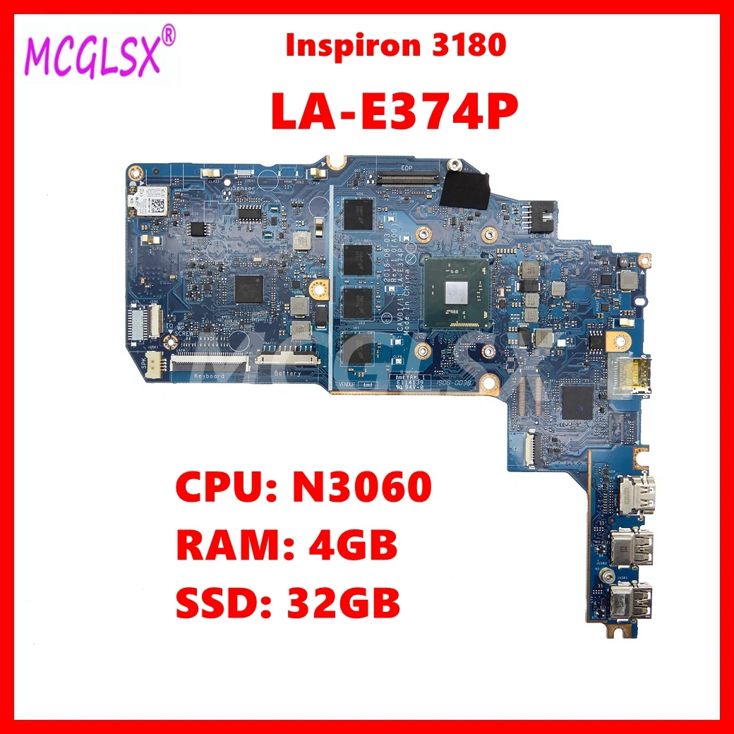Семейная материнская плата для ноутбука Dell Inspiron 3180, семейная материнская плата с процессором N3060CPU 4 Гб RAM 32 Гб SSD
Семейная материнская плата для ноутбука Dell Inspiron 3180, семейная материнская плата с процессором N3060CPU 4 Гб RAM 32 Гб SSD