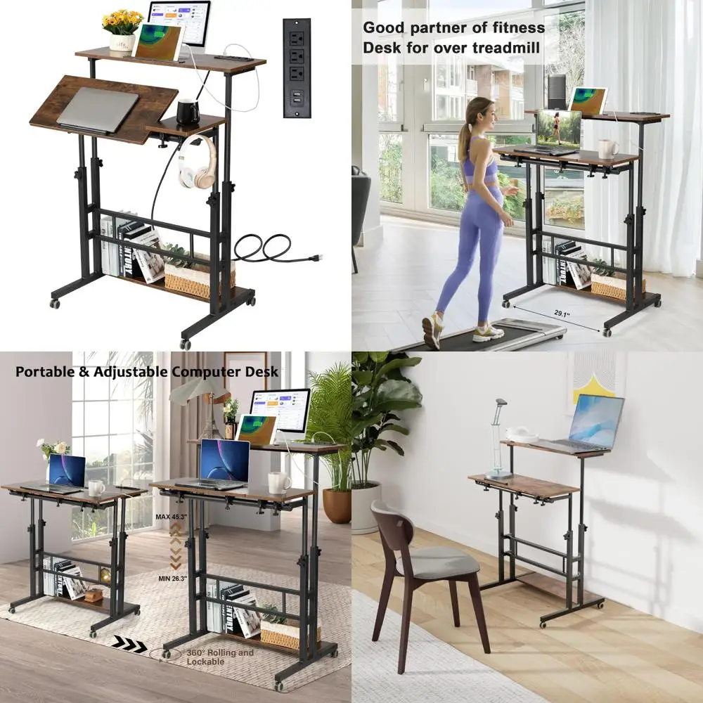Adjustable Height Mobile Standing Desk, Rolling Laptop Desk, Stand-Up Desk with Storage for Computer
Adjustable Height Mobile Standing Desk, Rolling Laptop Desk, Stand-Up Desk with Storage for Computer