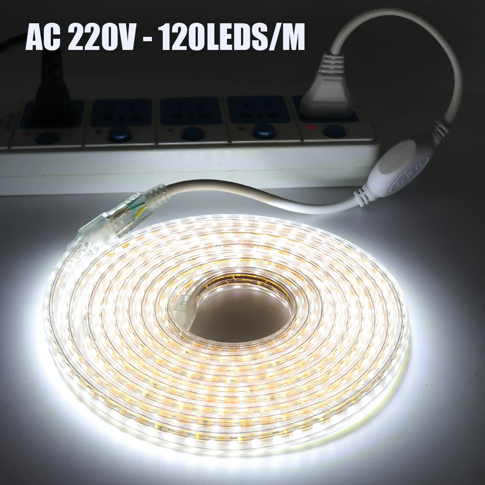 AC 220V LED Strip Waterproof 120Leds/M White Light Indoor Outdoor Decor Flexible Ribbon Strip Lights
AC 220V LED Strip Waterproof 120Leds/M White Light Indoor Outdoor Decor Flexible Ribbon Strip Lights