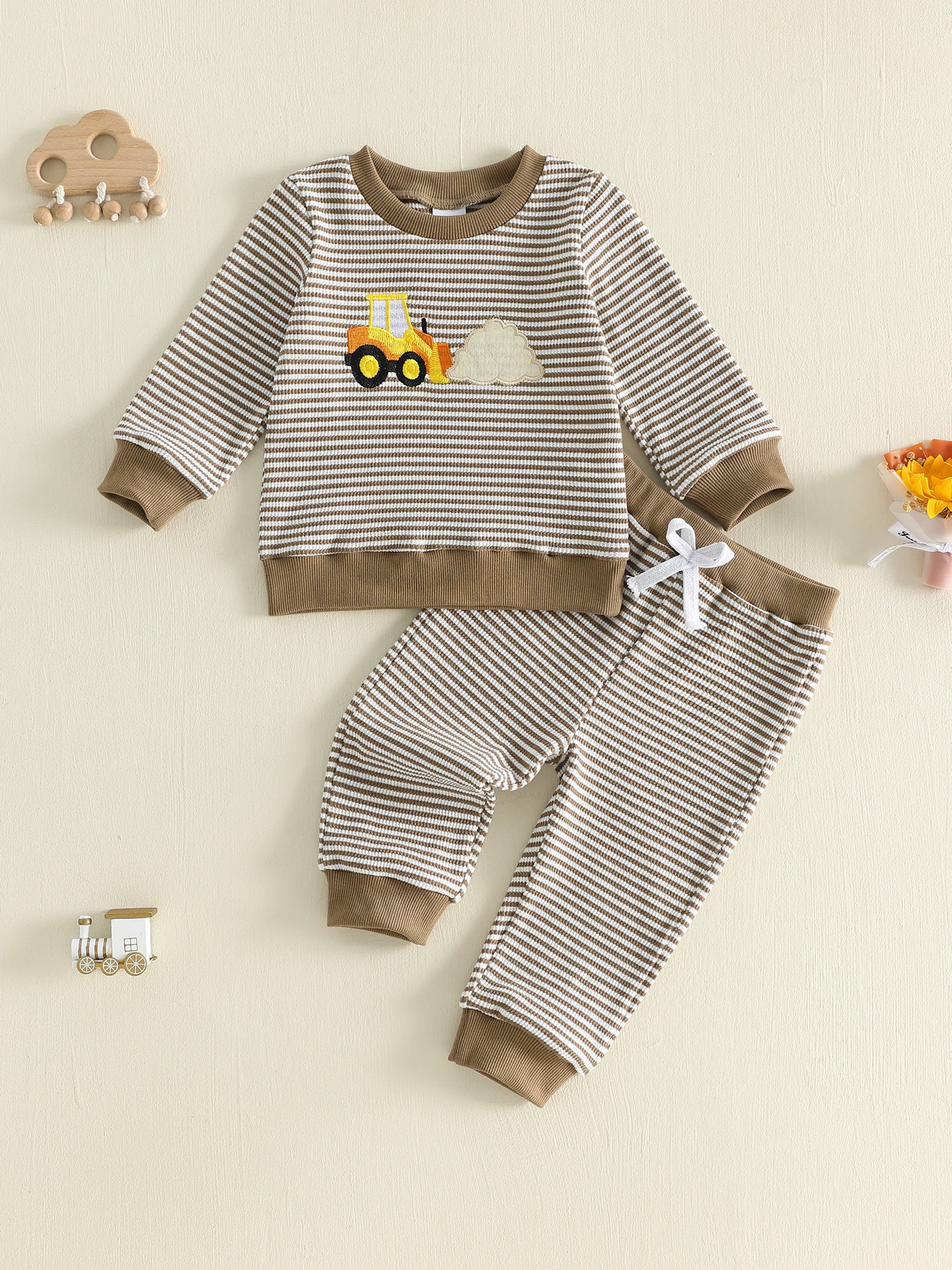 Toddler Boy Autumn Outfits Construction Truck Embroidery Crew Neck Long Sleeve Waffle Sweatshirts and Elastic Waist Pants 2Pcs
Toddler Boy Autumn Outfits Construction Truck Embroidery Crew Neck Long Sleeve Waffle Sweatshirts and Elastic Waist Pants 2Pcs