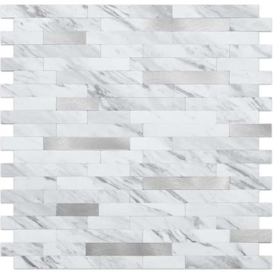 10 Sheets Marble Look Peel and Stick Backsplash Wall Tile, PVC Kitchen Backsplash Peel and Stick in White, 9.4 sq.ft
10 Sheets Marble Look Peel and Stick Backsplash Wall Tile, PVC Kitchen Backsplash Peel and Stick in White, 9.4 sq.ft