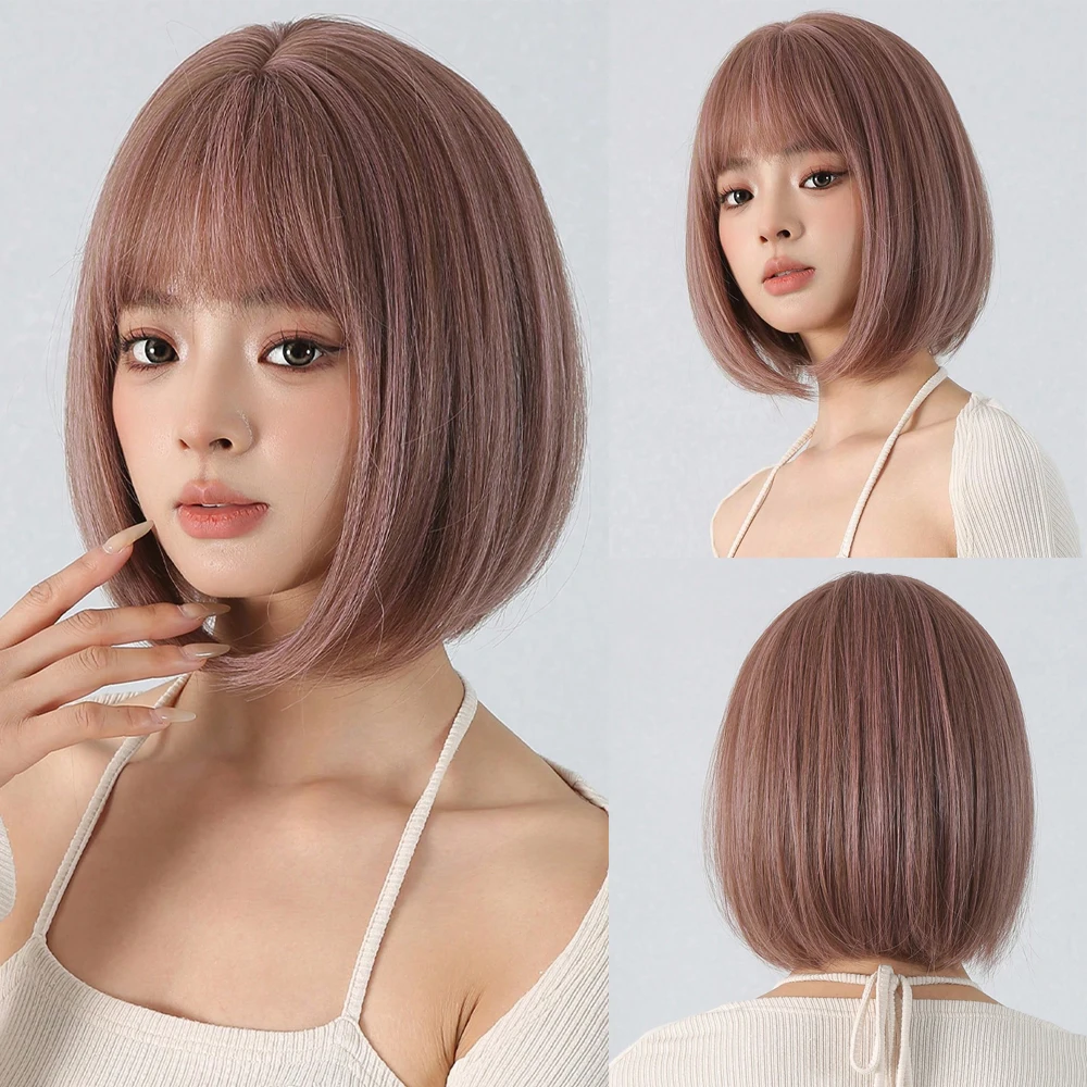 Bob Hair 12inch Purple Brown Short Straight Wigs with Bangs Natural Looking Synthetic Women Wig for Daily Party Heat Resistant
Bob Hair 12inch Purple Brown Short Straight Wigs with Bangs Natural Looking Synthetic Women Wig for Daily Party Heat Resistant