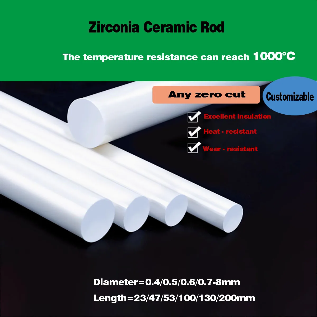Diameter=0.4-8mm Zirconia Ceramic Rod Solid Wear-Resistant Insulation High-Temperature Resistant Ceramic Plunger Rod Processing
Diameter=0.4-8mm Zirconia Ceramic Rod Solid Wear-Resistant Insulation High-Temperature Resistant Ceramic Plunger Rod Processing