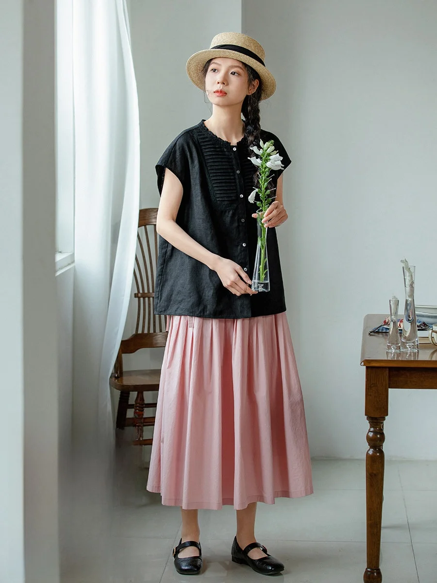 Black Linen Casual Summer Shirt Women's Loose Fit Thin Sleeveless Top Shoulder Paded Business Office Workwear Button Closure
Black Linen Casual Summer Shirt Women's Loose Fit Thin Sleeveless Top Shoulder Paded Business Office Workwear Button Closure
