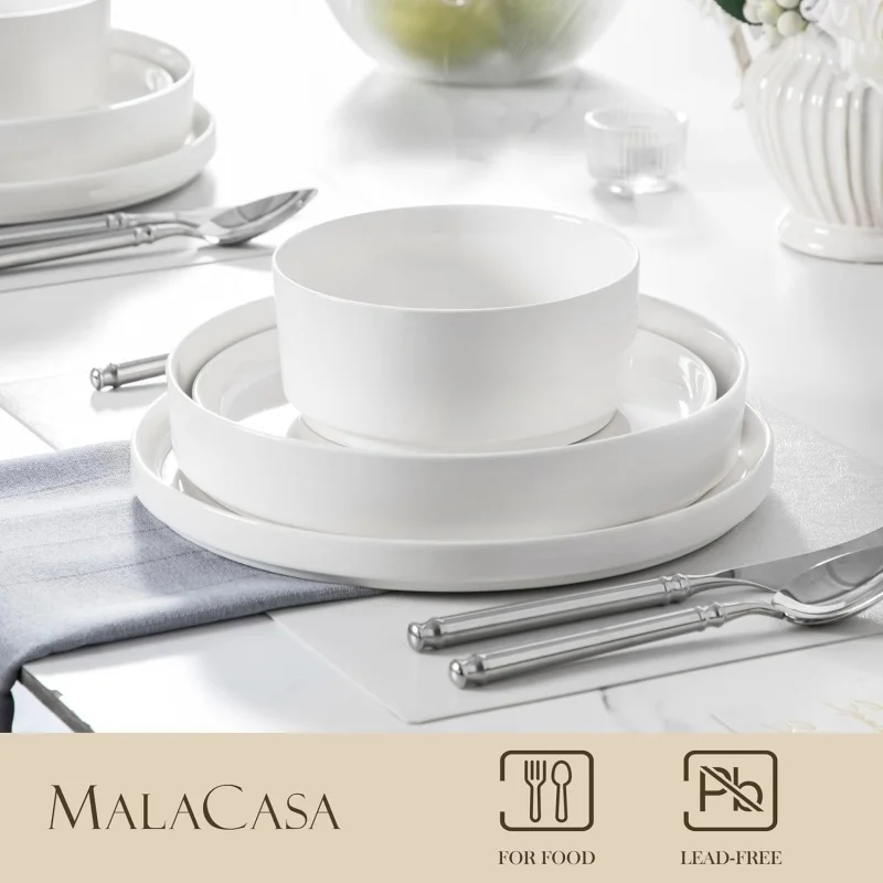 24Pcs Modern White Dish Set,Ceramic Dinnerware Set Plates and Bowls Sets Scratch Resistant Dishware Sets Kitchen Dishes,LEAH
24Pcs Modern White Dish Set,Ceramic Dinnerware Set Plates and Bowls Sets Scratch Resistant Dishware Sets Kitchen Dishes,LEAH