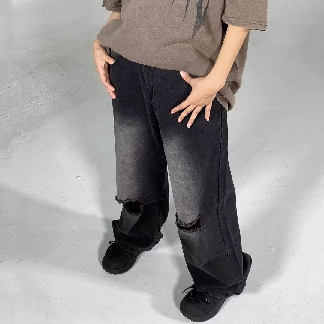 Street Sle Men's Bla Hole Denim Jeans Loose plus Size High Street Trendy Long Trousers Wear Resistant Straight Leg Jeans
Street Sle Men's Bla Hole Denim Jeans Loose plus Size High Street Trendy Long Trousers Wear Resistant Straight Leg Jeans