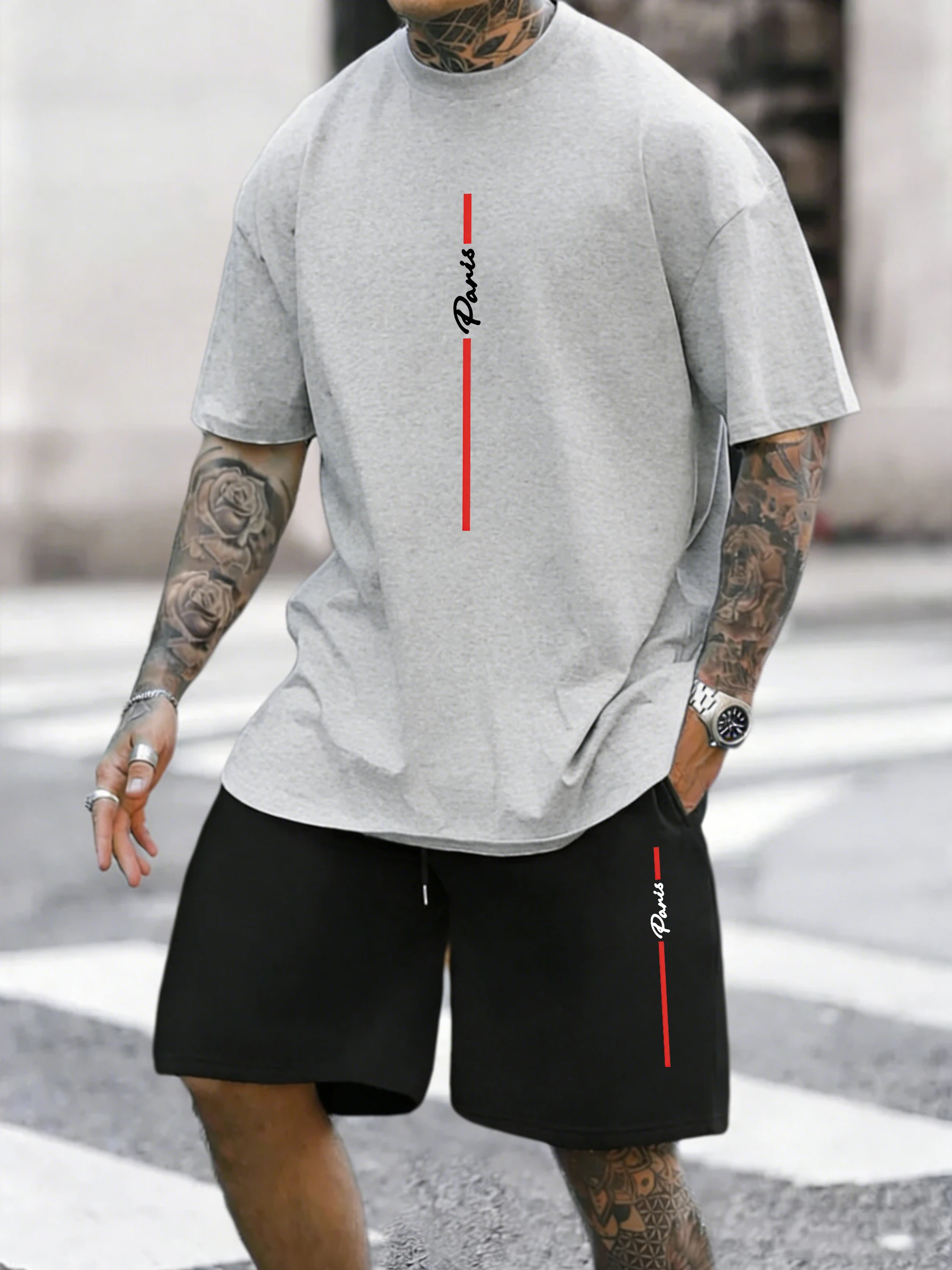 Paris Line Simple Pattern Cotton Summer Breathable Tees & Shorts 2 Piece Set Male All-Match Cool Short Pocket Classic Bottom
Paris Line Simple Pattern Cotton Summer Breathable Tees & Shorts 2 Piece Set Male All-Match Cool Short Pocket Classic Bottom