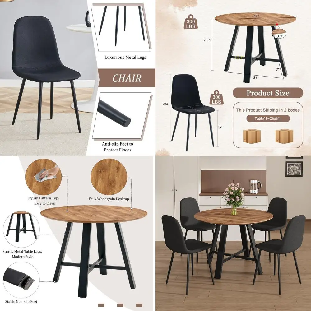 4-Piece Round Dining Set with Chairs, 4-Seat Kitchen Table Set, 42 Wooden Dining Table with Upholstered Chairs, Ideal for Small
4-Piece Round Dining Set with Chairs, 4-Seat Kitchen Table Set, 42 Wooden Dining Table with Upholstered Chairs, Ideal for Small