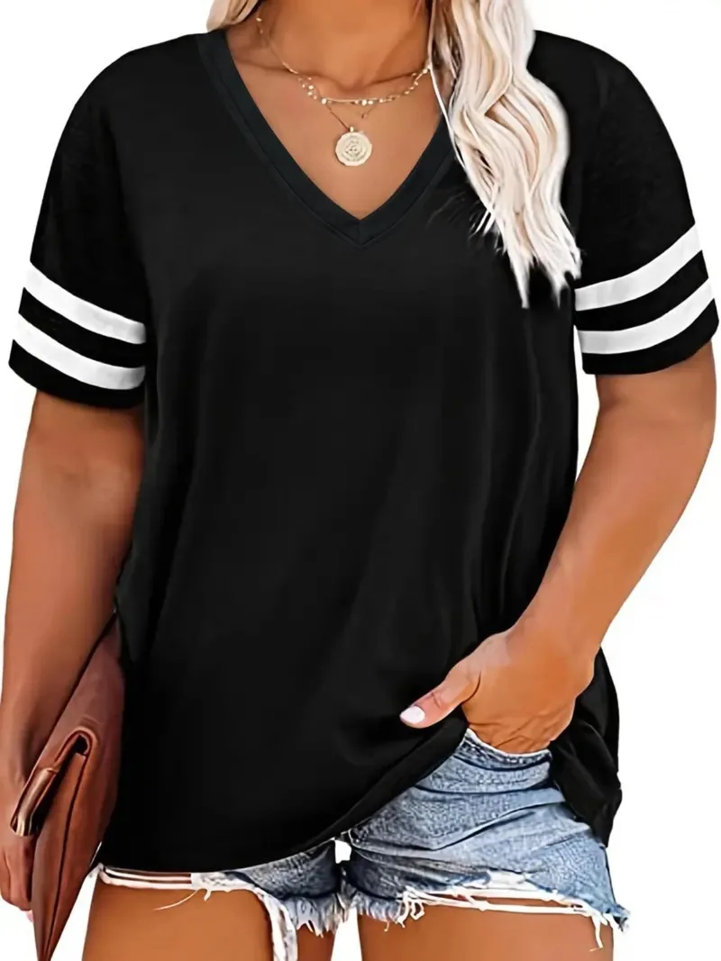 Women's Casual V-neck Short Sleeve Tee Summer Simple Versatile Oversized T-shirt Fashion Comfortable Breathable Female Clothing
Women's Casual V-neck Short Sleeve Tee Summer Simple Versatile Oversized T-shirt Fashion Comfortable Breathable Female Clothing