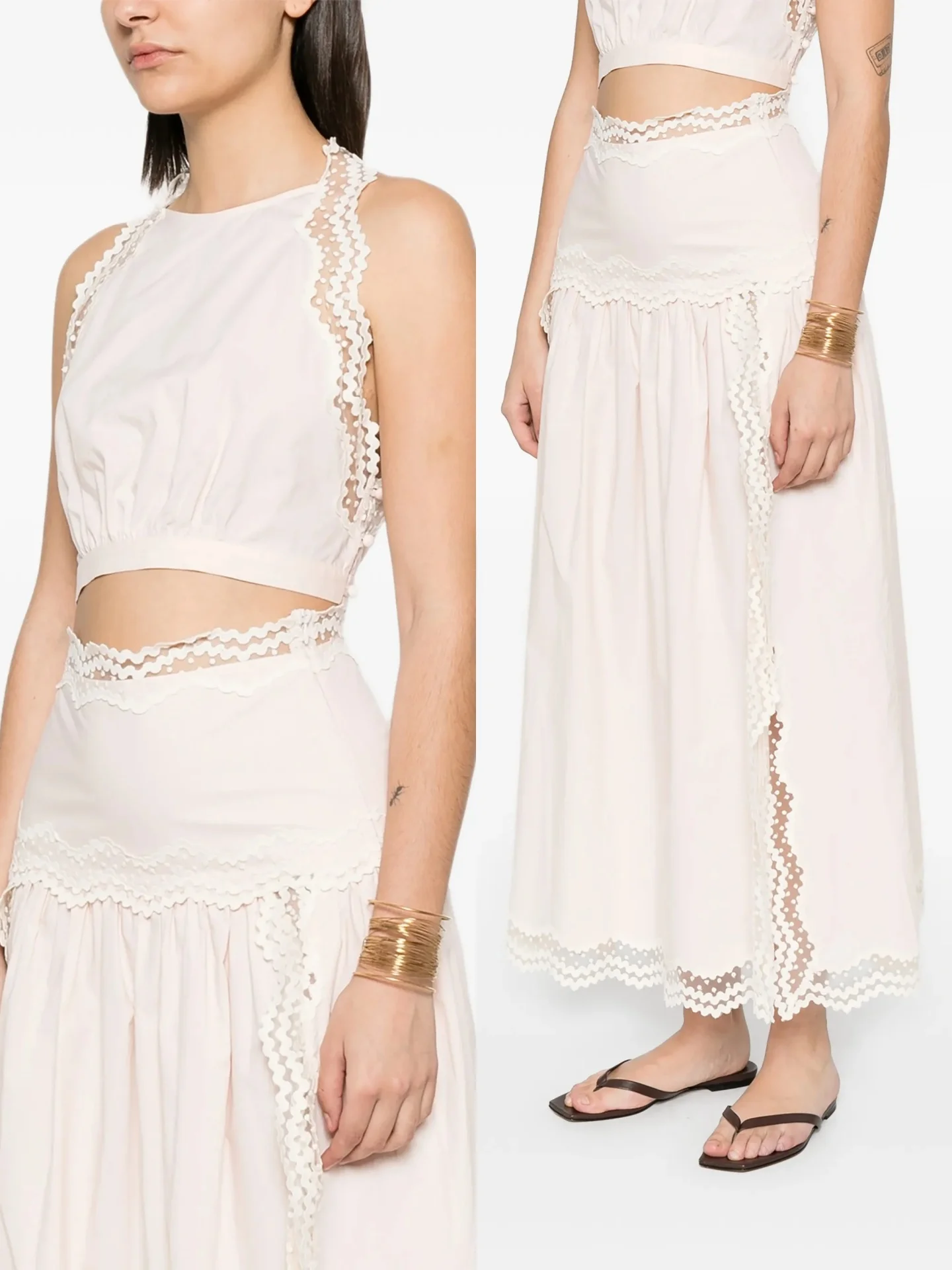 SD Gentle Wind 100% Pure Cotton Lace Set Women's Short High Waist Half Skirt Two-Piece Set Breathable Summer Fashion Ensemble
SD Gentle Wind 100% Pure Cotton Lace Set Women's Short High Waist Half Skirt Two-Piece Set Breathable Summer Fashion Ensemble