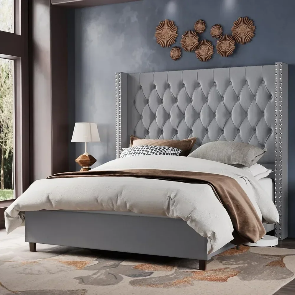 Long - lasting Velvet Upholstered Bed Frame King Size 61.4" Tall Headboard King Bed Frame/Deep Button Tufted/No Box Spring
Long - lasting Velvet Upholstered Bed Frame King Size 61.4" Tall Headboard King Bed Frame/Deep Button Tufted/No Box Spring