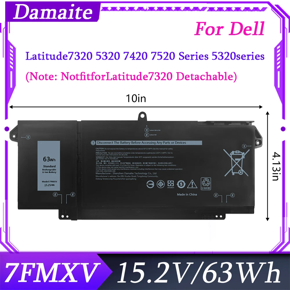 7FMXV Laptop Battery For Dell Latitude 14 7320 7420 7520 13 5320 Series 5320 2-in-1/7320 2-in-1/7420 2-in-1 Series HDGJ8 MHR4G
7FMXV Laptop Battery For Dell Latitude 14 7320 7420 7520 13 5320 Series 5320 2-in-1/7320 2-in-1/7420 2-in-1 Series HDGJ8 MHR4G