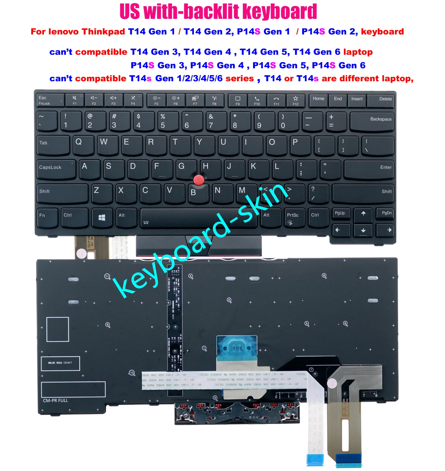 New US backlit keyboard for lenovo IBM Thinkpad P14S Gen1,P14S Gen 2,T14 Gen 1,T14 Gen2 (Not for T14s Gen 1/2/3/4/5/6) laptop
New US backlit keyboard for lenovo IBM Thinkpad P14S Gen1,P14S Gen 2,T14 Gen 1,T14 Gen2 (Not for T14s Gen 1/2/3/4/5/6) laptop