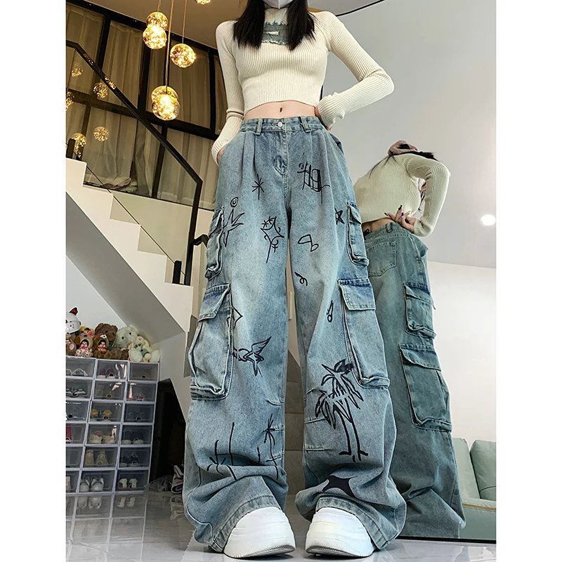 WCFCX STUDIO Wide Leg Graffiti Baggy Y2K New Printed Long Jeans Women Straight Trousers Streetwear Denim Pants Y2k Vintage
WCFCX STUDIO Wide Leg Graffiti Baggy Y2K New Printed Long Jeans Women Straight Trousers Streetwear Denim Pants Y2k Vintage