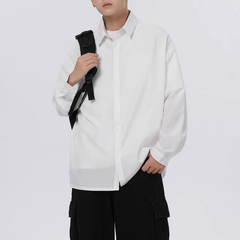 Spring and Summer White Shirt Men's Long-sleeved College Casual Black Shirt Refreshing Solid Color Formal Shirt Loose
Spring and Summer White Shirt Men's Long-sleeved College Casual Black Shirt Refreshing Solid Color Formal Shirt Loose