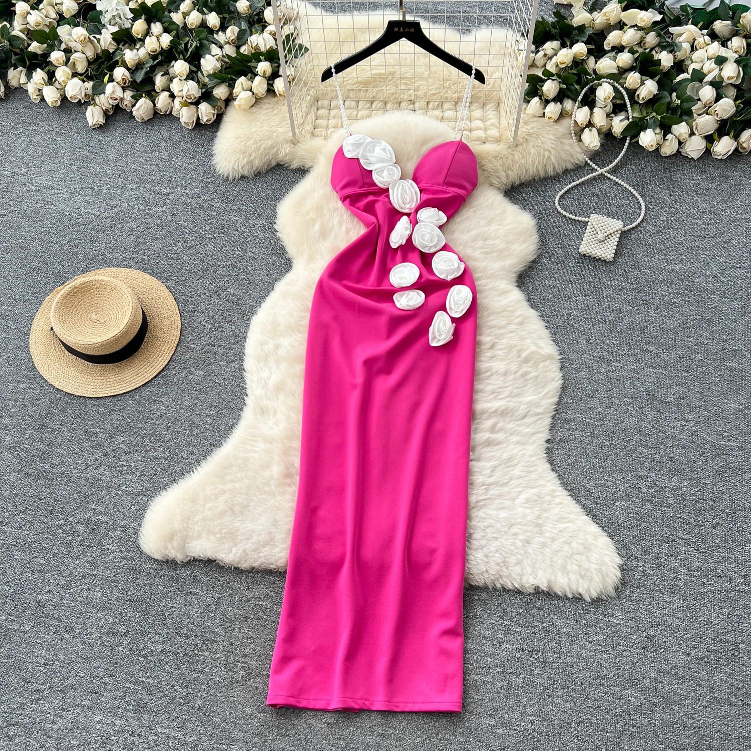 Retro Three-dimensional Beading sleeveless Elegant Beach Vacation Dress Women Korean Fashion Summer Vestidos
Retro Three-dimensional Beading sleeveless Elegant Beach Vacation Dress Women Korean Fashion Summer Vestidos