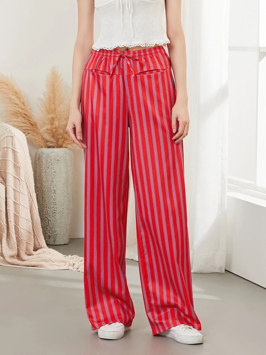 New Fashion Women Baggy Pants Drawstring Waist Wide Leg Striped Pants Multiple Pockets Trousers Skin Friendly Hot Sale S M L
New Fashion Women Baggy Pants Drawstring Waist Wide Leg Striped Pants Multiple Pockets Trousers Skin Friendly Hot Sale S M L