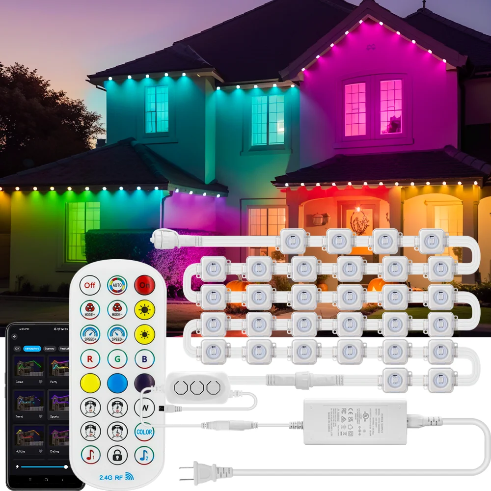 WS2812 WS2812B LED eaves light RGB rainbow string smart Bluetooth app control Fairy lights atmosphere outdoor decoration DC24V
WS2812 WS2812B LED eaves light RGB rainbow string smart Bluetooth app control Fairy lights atmosphere outdoor decoration DC24V