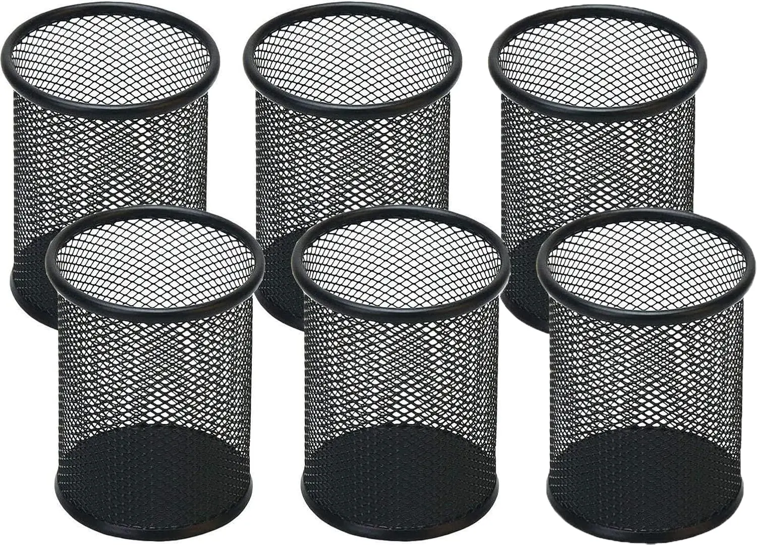 Mesh Pen Holder for Desk - 6 Pack Black Pencil Cup Organizer with Metal Wire for Office Home
Mesh Pen Holder for Desk - 6 Pack Black Pencil Cup Organizer with Metal Wire for Office Home