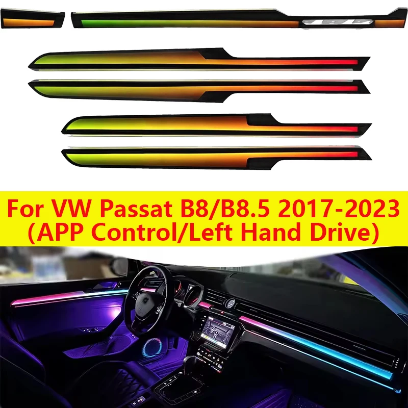 For VW Passat B8 Ambient Lighting Car Kit 2017-2023 Original 1:1 Mold Dashboard Four Door Decoration Atmosphere Lamp APP Control
For VW Passat B8 Ambient Lighting Car Kit 2017-2023 Original 1:1 Mold Dashboard Four Door Decoration Atmosphere Lamp APP Control