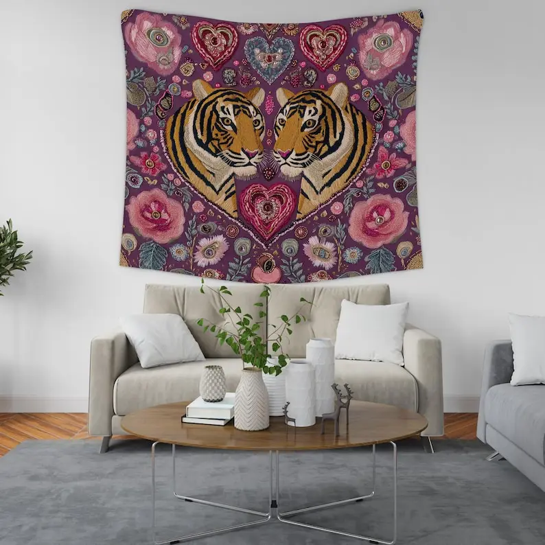 Love Tigers Heart Tapestry Boho Wall Hanging Floral Animal Art Romantic Room Decor Couple Gift
Love Tigers Heart Tapestry Boho Wall Hanging Floral Animal Art Romantic Room Decor Couple Gift