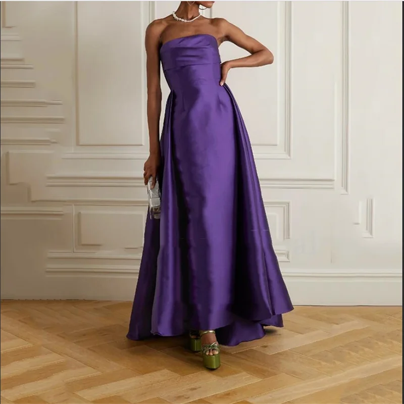 Fuschia A-Line Evening Dresses Strapless Satin Prom Gowns Sleeveless Formal Princess Party Dress Saudi Arabia Customized
Fuschia A-Line Evening Dresses Strapless Satin Prom Gowns Sleeveless Formal Princess Party Dress Saudi Arabia Customized