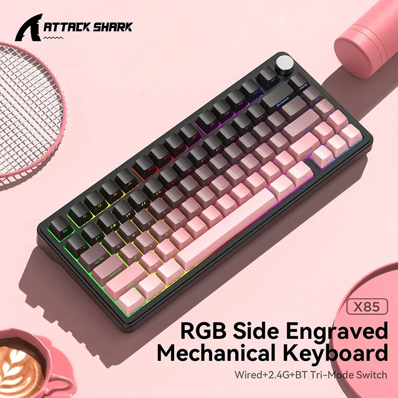 Attack Shark X85 Mechanical Keyboard RGB 3 Mode Wireless Bluetooth Hot-Swappable Sideway Keycaps Gaming Backlight Aluminum PC
Attack Shark X85 Mechanical Keyboard RGB 3 Mode Wireless Bluetooth Hot-Swappable Sideway Keycaps Gaming Backlight Aluminum PC
