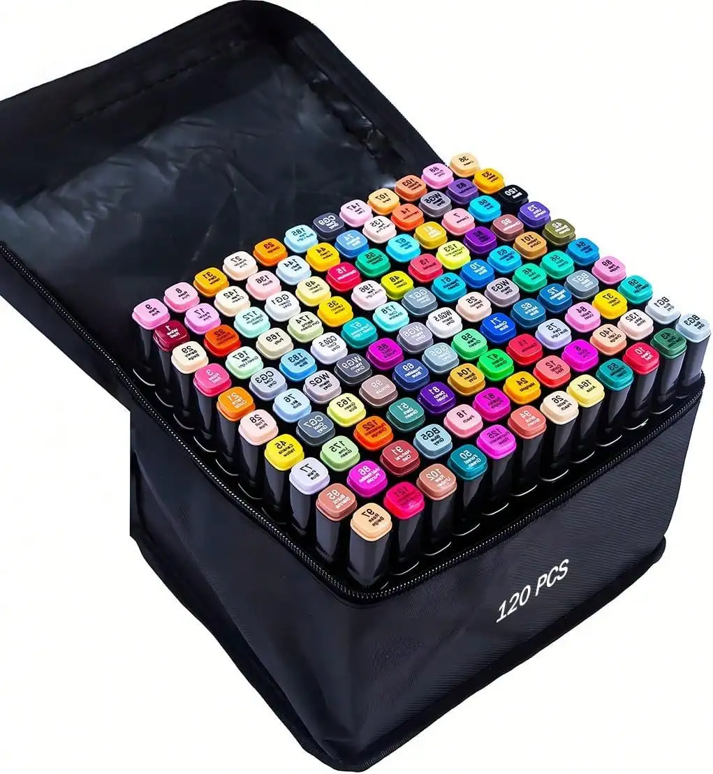 120 Colors Alcohol Markers Set, Dual Tips Blender Art Marker For Drawing Permanent Sketch Marker For Adult Coloring, Illustrations Alcohol Based Markers, Artist Pens And Gifts
120 Colors Alcohol Markers Set, Dual Tips Blender Art Marker For Drawing Permanent Sketch Marker For Adult Coloring, Illustrations Alcohol Based Markers, Artist Pens And Gifts