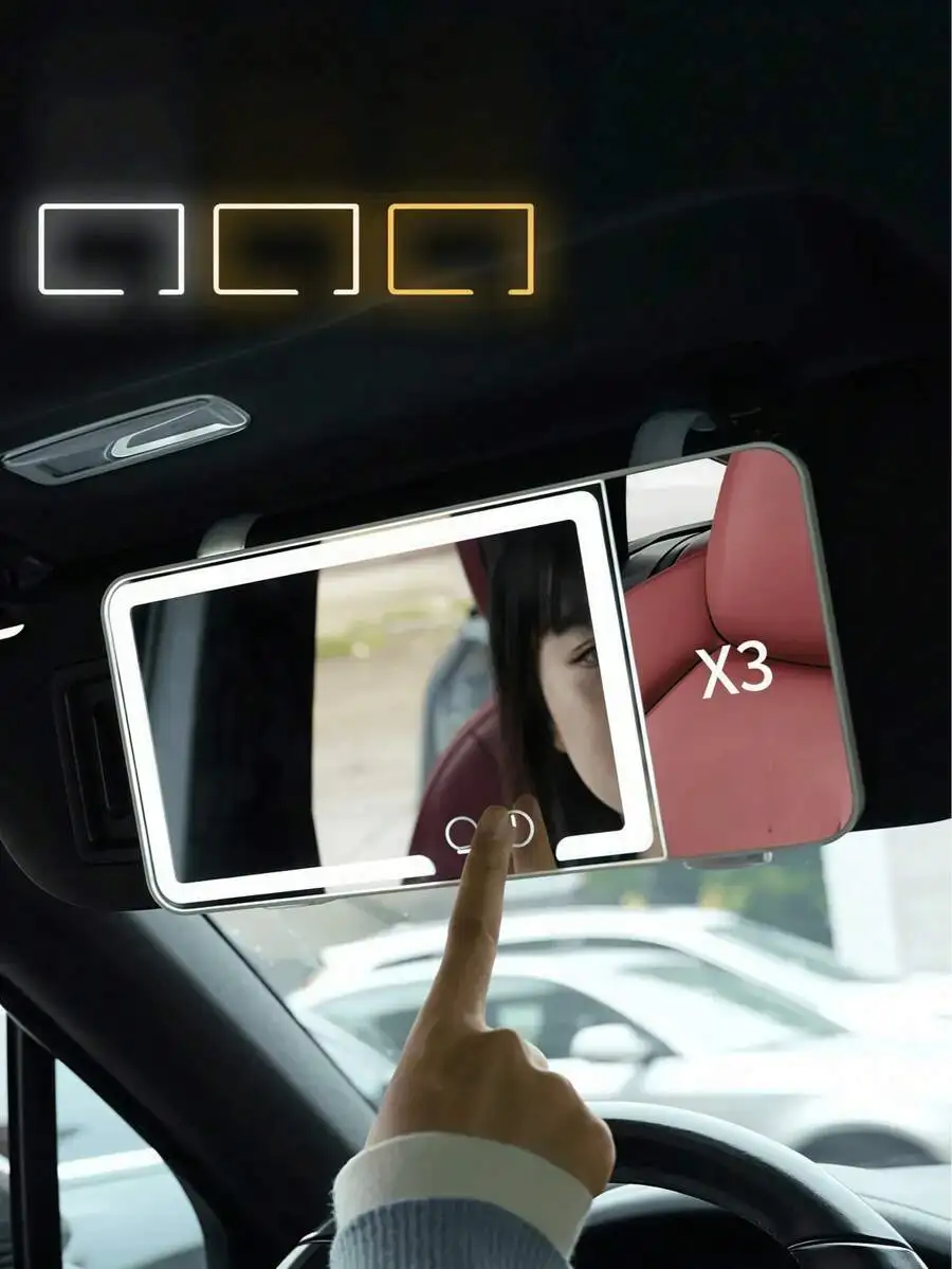 LED Lighted Car Rearview Vanity Mirror With Touch Control 3 Lighting Modes Rechargeable Dimmable Makeup Mirror For Women
LED Lighted Car Rearview Vanity Mirror With Touch Control 3 Lighting Modes Rechargeable Dimmable Makeup Mirror For Women