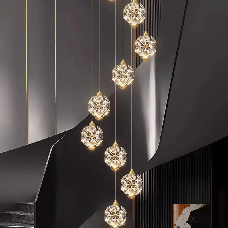 Modern Crystal stair chandelier lights indoor lighting Ceiling lamp hanging light led Chandeliers for living room indoor lightin 
Modern Crystal stair chandelier lights indoor lighting Ceiling lamp hanging light led Chandeliers for living room indoor lightin