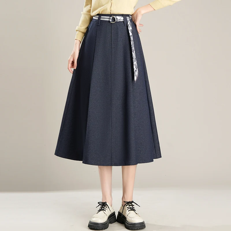 Deep Blue Denim Mid-Length A-Line Skirt Women's Thiened Autumn Winter New Sle Casual High Waist Polyester Fiber Skirt
Deep Blue Denim Mid-Length A-Line Skirt Women's Thiened Autumn Winter New Sle Casual High Waist Polyester Fiber Skirt