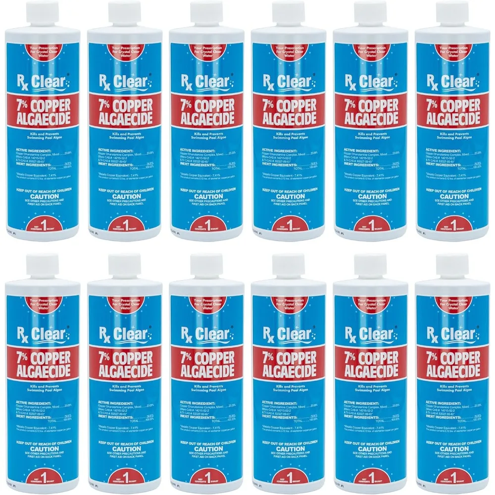 US Shipping Copper Algaecide for Swimming Pools Kills Prevents Algae Safe for Swimmers 1 Quart Bottle 12 Pack
US Shipping Copper Algaecide for Swimming Pools Kills Prevents Algae Safe for Swimmers 1 Quart Bottle 12 Pack