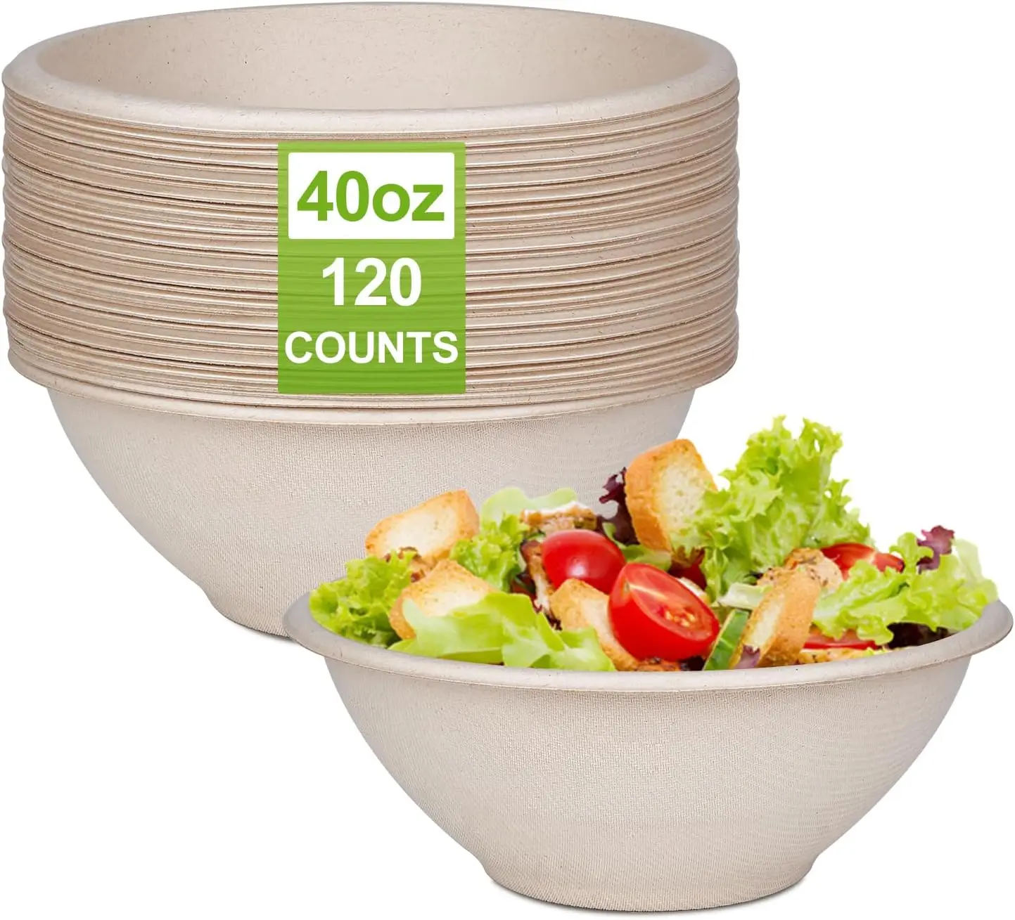 Large Paper Bowls, 40oz Compostable Bowls, 120 Pack Heavy Duty Disposable Bowls For Hot Soup, Salads,Cereals- Made from
Large Paper Bowls, 40oz Compostable Bowls, 120 Pack Heavy Duty Disposable Bowls For Hot Soup, Salads,Cereals- Made from