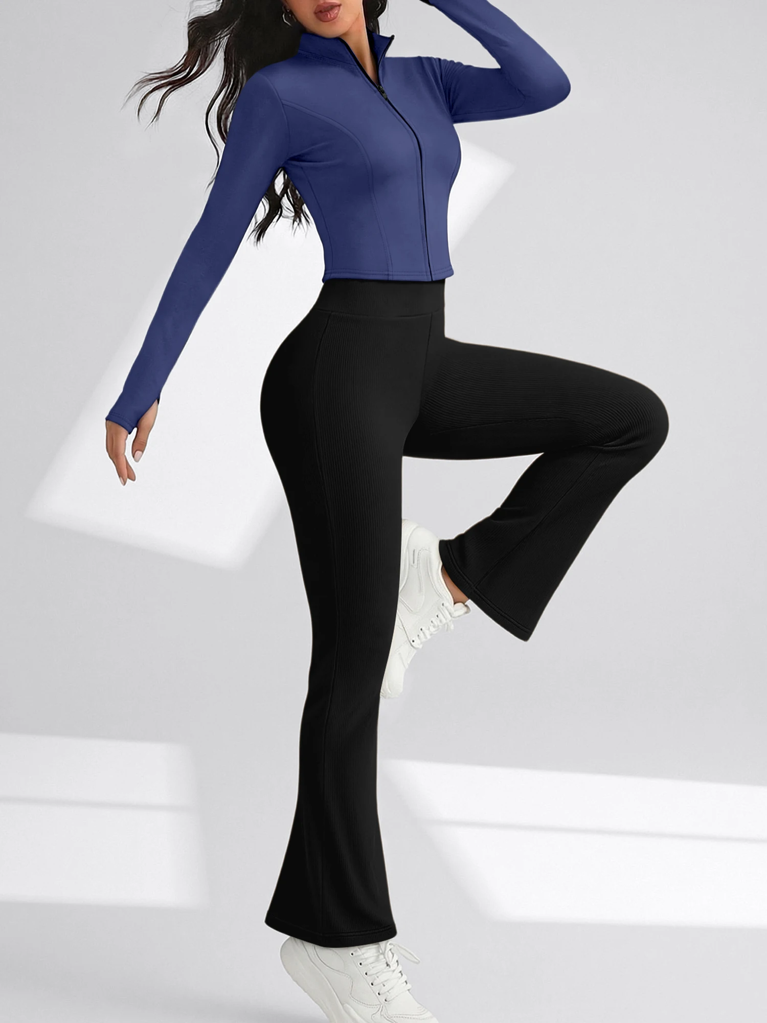 Casual 2-Piece Loungewear with Zip-Up Top and Ribbed Flare Pants, Elastic Waist, Comfortable for Daily Wear
Casual 2-Piece Loungewear with Zip-Up Top and Ribbed Flare Pants, Elastic Waist, Comfortable for Daily Wear
