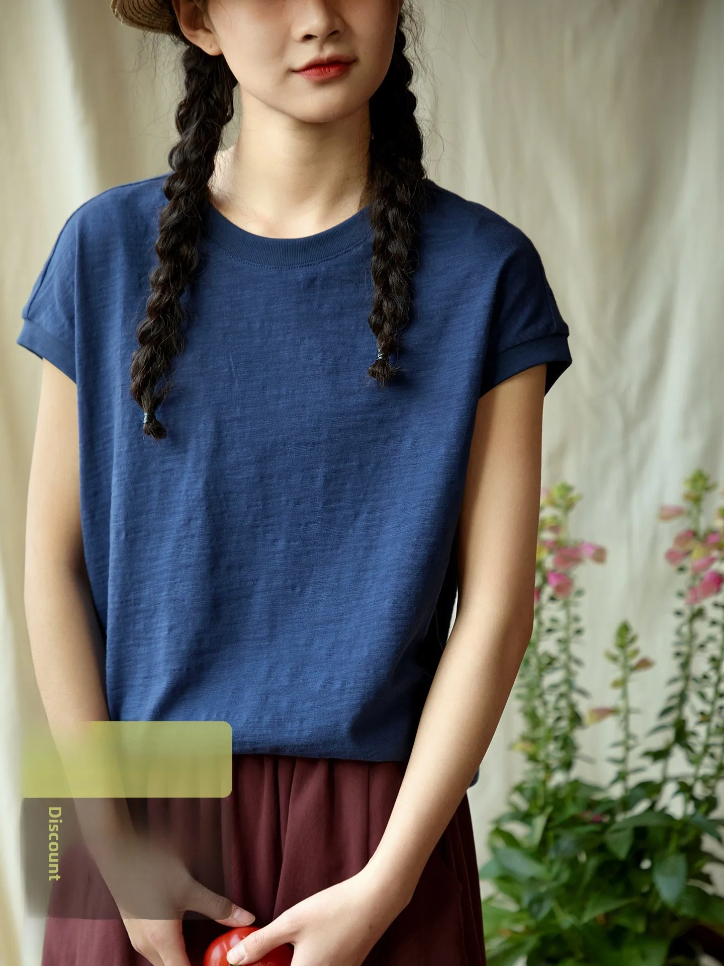 Loose Casual Blue Bamboo Rayon Cotton Knitted Short Sleeve T-Shirt Women Summer round Neck Pure Cotton Breathable Top
Loose Casual Blue Bamboo Rayon Cotton Knitted Short Sleeve T-Shirt Women Summer round Neck Pure Cotton Breathable Top