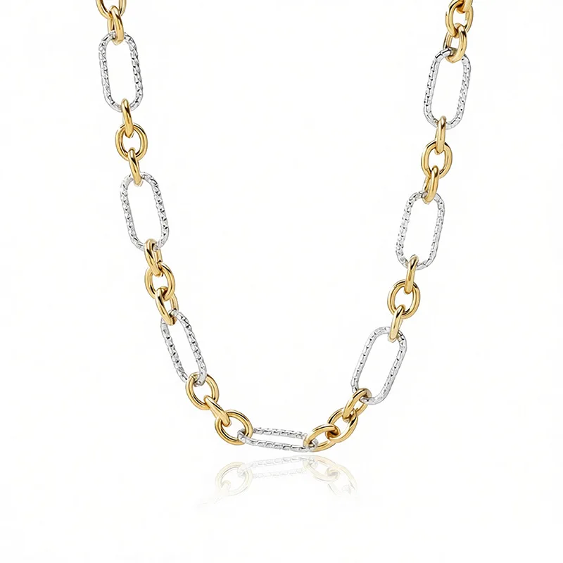 18K Gold Plated Titanium Steel Cuban Link Necklace Two-tone Spliced Chain Light Luxury Women Party Jewelry Gift
18K Gold Plated Titanium Steel Cuban Link Necklace Two-tone Spliced Chain Light Luxury Women Party Jewelry Gift