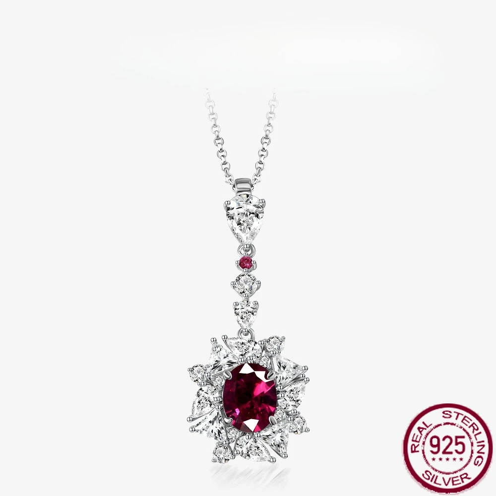 New S925 Silver 4.5ct Egg Shaped 7 * 9 Cultivated Red and Blue Treasure Pendant, Light Luxury Ins Necklace, Wedding Jewelry
New S925 Silver 4.5ct Egg Shaped 7 * 9 Cultivated Red and Blue Treasure Pendant, Light Luxury Ins Necklace, Wedding Jewelry