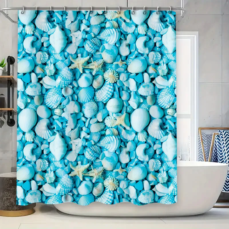 Ocean-themed waterproof bathroom shower curtain made with durable polyester fabric featuring a charming seashell design for adde
Ocean-themed waterproof bathroom shower curtain made with durable polyester fabric featuring a charming seashell design for adde