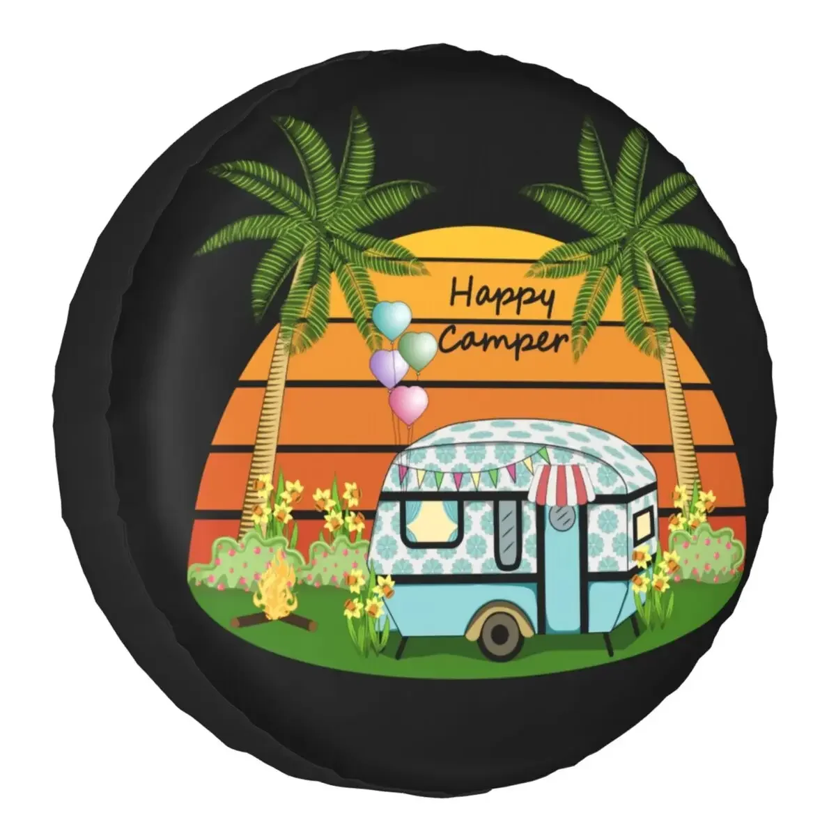 Happy Camper RV Trailer Tire Cover Tropical Sunset Palm Tree Spare Wheel Protector
Happy Camper RV Trailer Tire Cover Tropical Sunset Palm Tree Spare Wheel Protector