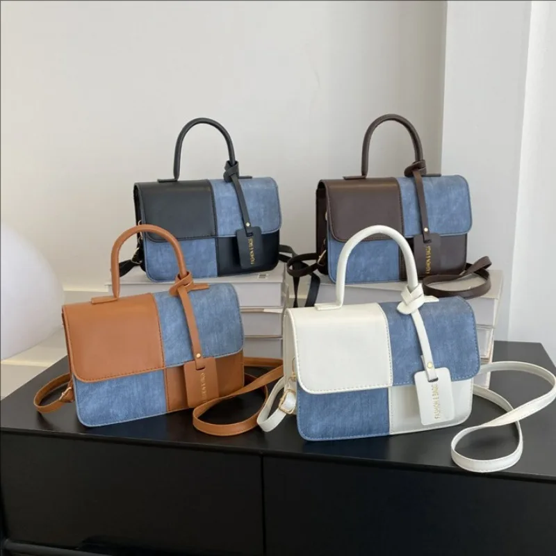 Retro Color Block Denim Patchwork PU Women's Bag, Handbag, Shoulder Cross, Small Square Bag, Casual Change Storage Bag
Retro Color Block Denim Patchwork PU Women's Bag, Handbag, Shoulder Cross, Small Square Bag, Casual Change Storage Bag