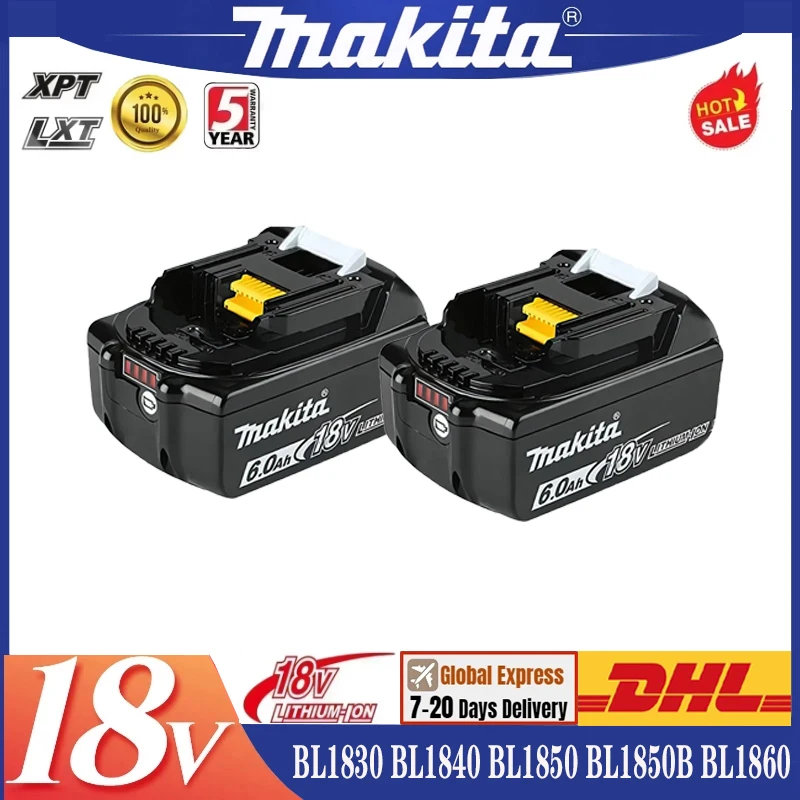 Original Makita 6Ah/5Ah/2Ah for Makita 18V Battery BL1830B BL1850B BL1850 BL1840 BL1860 BL1815 Replacement Lithium Battery
Original Makita 6Ah/5Ah/2Ah for Makita 18V Battery BL1830B BL1850B BL1850 BL1840 BL1860 BL1815 Replacement Lithium Battery