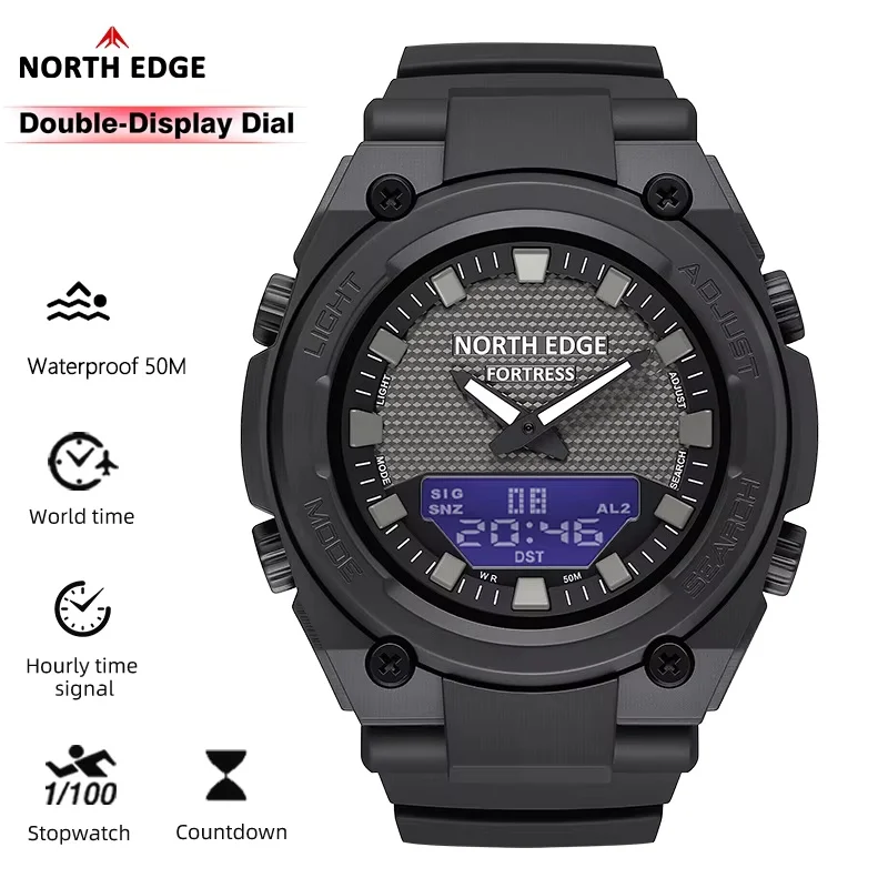 NORTH EDGE FORTRESS Men's Military Digital Watch Stopwatch Waterproof 50M Sports Watches World Time LED Wristwatch reloj hombre
NORTH EDGE FORTRESS Men's Military Digital Watch Stopwatch Waterproof 50M Sports Watches World Time LED Wristwatch reloj hombre