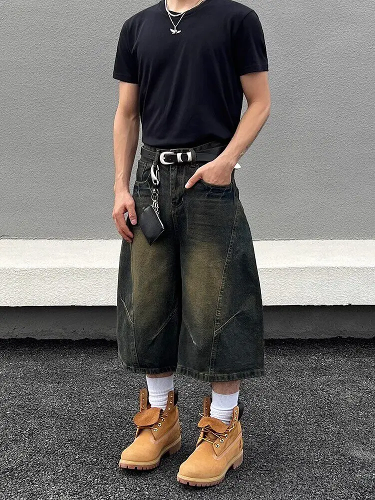 Retro American Washed Denim Jeans Loose Wide Leg Shorts Men's Women's High Street Design Sense Seven-Foot Pants
Retro American Washed Denim Jeans Loose Wide Leg Shorts Men's Women's High Street Design Sense Seven-Foot Pants