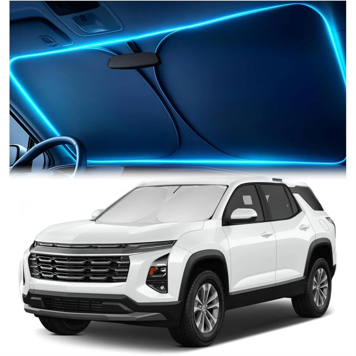 Солнцезащитный экран на лобовое стекло для Chevrolet Equinox 2018-2026, на заказ, блокирует УФ-лучи и тепло, складной, с чехлом для хранения
Солнцезащитный экран на лобовое стекло для Chevrolet Equinox 2018-2026, на заказ, блокирует УФ-лучи и тепло, складной, с чехлом для хранения