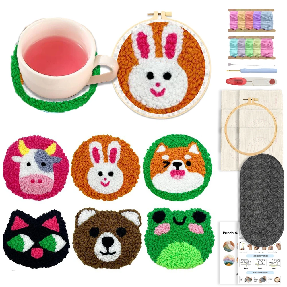 SDOYUNO 6 Set Animal Punch Needle Coasters Kit with Pattern, Yarn, Adhesive Felts, Hand Tools, Plastic Embroidery Hoop Rug Punch
SDOYUNO 6 Set Animal Punch Needle Coasters Kit with Pattern, Yarn, Adhesive Felts, Hand Tools, Plastic Embroidery Hoop Rug Punch