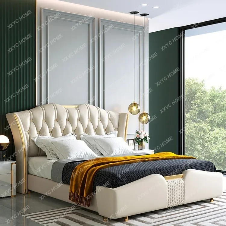 HLight luxury leather double bed modern simple master bedroom Internet celebrity ins bed
HLight luxury leather double bed modern simple master bedroom Internet celebrity ins bed