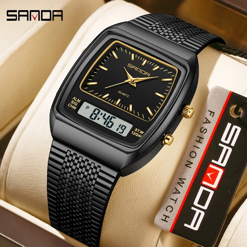 SANDA Watches Men Waterproof Analog Digital Quartz Wristwatches Male Stainless Stopwatch Alarm Clock Man Watch
SANDA Watches Men Waterproof Analog Digital Quartz Wristwatches Male Stainless Stopwatch Alarm Clock Man Watch