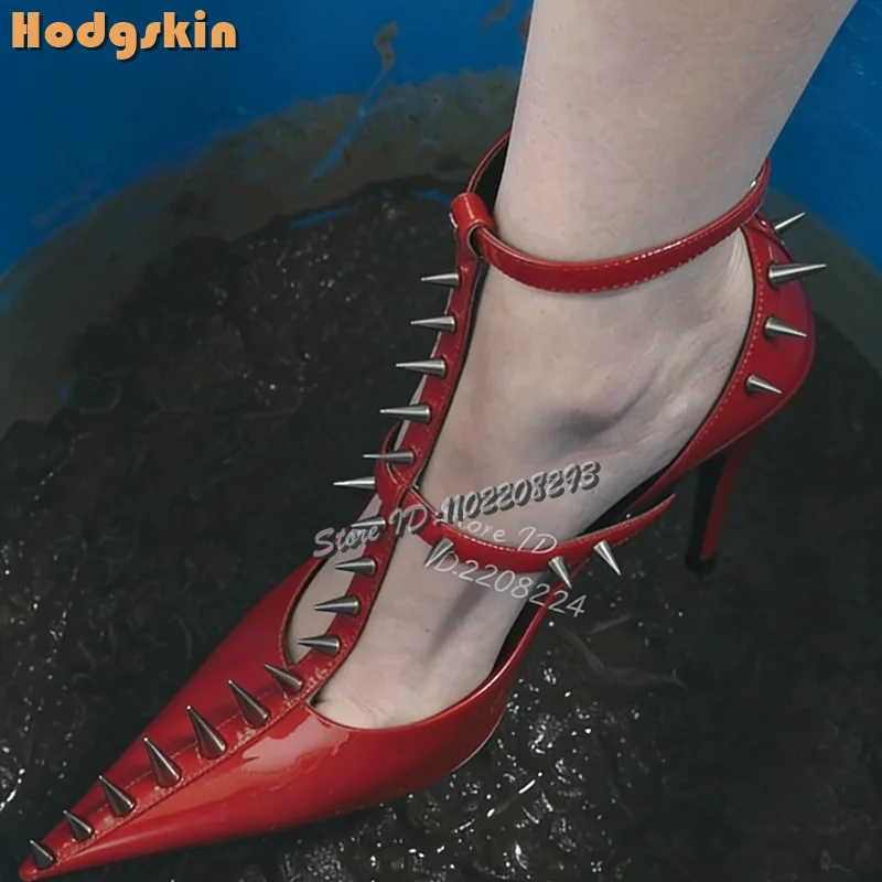 Sexy Rivets Stiletto Pumps Pointed Toe Spiked Shallow Thin Heels Buckle Straps Fashion Shoes 2025 Women Summer New Punk Style
Sexy Rivets Stiletto Pumps Pointed Toe Spiked Shallow Thin Heels Buckle Straps Fashion Shoes 2025 Women Summer New Punk Style