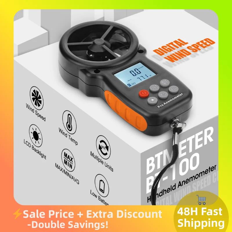 New Handheld digital Wind Speed Meter Anemometer Temp/Humidity/Altimeter with Backlight MAX/MIN/AVG Multi-Units
New Handheld digital Wind Speed Meter Anemometer Temp/Humidity/Altimeter with Backlight MAX/MIN/AVG Multi-Units
