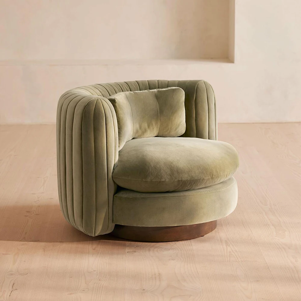 Faddish Green Velvet Fabric And Wooden Frame Accent Chair Luxury Hotel Swivel Chair
Faddish Green Velvet Fabric And Wooden Frame Accent Chair Luxury Hotel Swivel Chair